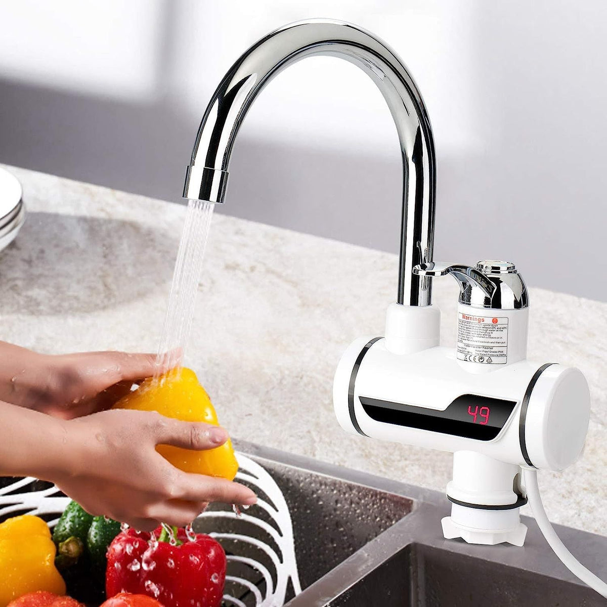 Electric Hot Water Faucet 360° Electric Heater Faucet Fast Heating Tap Water Heater with LED Digital Display for Bathroom Kitchen