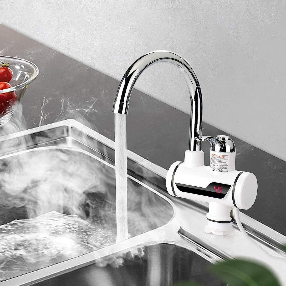 Electric Hot Water Faucet 360° Electric Heater Faucet Fast Heating Tap Water Heater with LED Digital Display for Bathroom Kitchen
